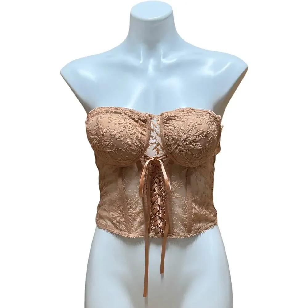 Fashion Nova Lace Corset Bustier Beige Large